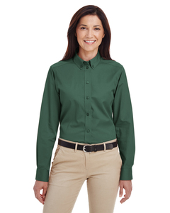 Harriton M581W Ladies' Foundation 100% Cotton Long-Sleeve Twill Shirt with Teflon™