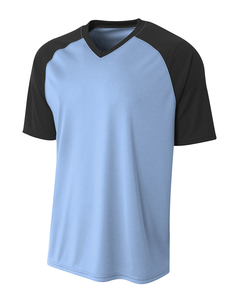 A4 N3373 Adult Polyester V-Neck Strike Jersey with Contrast Sleeve