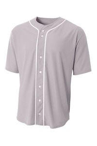 A4 N4184 Shorts Sleeve Full Button Baseball Top