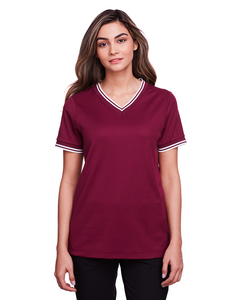 Devon & Jones DG20CW Ladies' CrownLux Performance™ Plaited Tipped V-Neck Polo