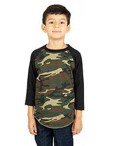 Shaka Wear SHRAGCY Youth 6 oz., 3/4-Sleeve Camo Raglan T-Shirt