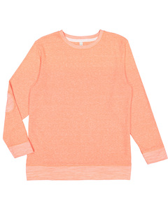 LAT 6965 Adult Harborside Melange French Terry Crewneck with Elbow Patches