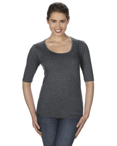Anvil 6756L Ladies Tri-Blend Deep Scoop Neck 1/2-Sleeve Tee