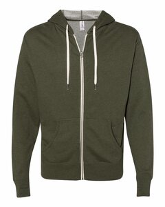 Independent Trading Co. PRM90HTZ Unisex Heathered French Terry Full-Zip Hooded Sweatshirt