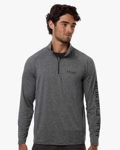 HUK H1200715 Men's Airweight Heather Quarter-Zip Pullover