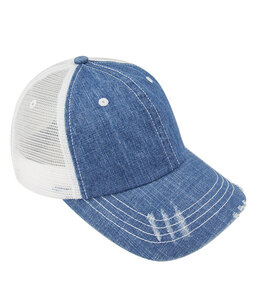 Mega Cap MC6990B Washed Denim Trucker Cap
