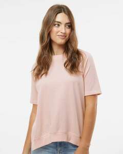 MV Sport W23711 Women's French Terry Short Sleeve Crewneck Pullover
