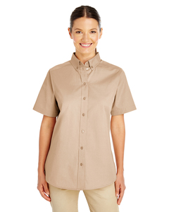 Harriton M582W Ladies' Foundation 100% Cotton Short-Sleeve Twill Shirt with Teflon™