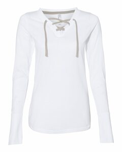 LAT LA3538 Women's Fine Jersey Lace-Up Long Sleeve T-Shirt