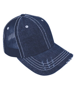 Mega Cap MC6990B Washed Denim Trucker Cap
