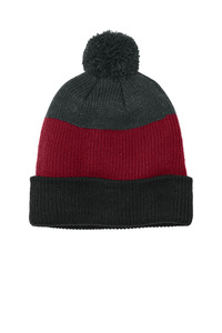 Port Authority C979 Cozy Striped Pom Beanie