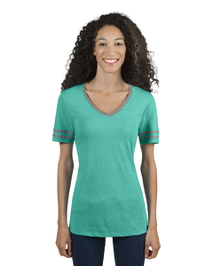 Jerzees 602WVR Ladies' 4.5 oz. TRI-BLEND Varsity V-Neck T-Shirt