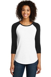 District DT6211 Women's Fitted Very Important Tee ® 3/4-Sleeve Raglan