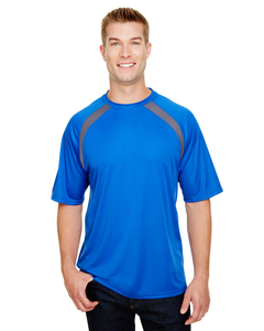 A4 N3001 Men's Spartan Short Sleeve Color Block Crew Neck T-Shirt