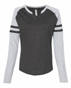 LAT 3534 Women's Fine Jersey Mash Up Long Sleeve T-Shirt