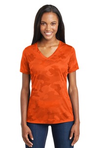 Sport-Tek LST370 Ladies CamoHex V-Neck Tee