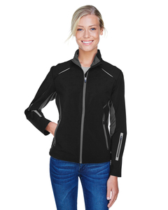 North End 78678 Ladies' Pursuit Three-Layer Light Bonded Hybrid Soft Shell Jacket with Laser Perforation