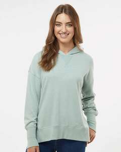 MV Sport Women's Courtney Burnout V-Notch Sweatshirt – Raglan Sleeves, Pouch Pocket, Casual Pullover (6.4 Oz)