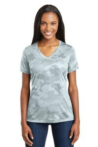 Sport-Tek LST370 Ladies CamoHex V-Neck Tee