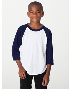 American Apparel BB253W Youth Poly-Cotton 3/4-Sleeve T-Shirt