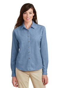 Port & Company LSP10 Ladies Long Sleeve Value Denim Shirt