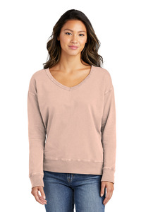 Port & Company LPC098V Ladies Beach Wash ® Garment-Dyed V-Neck Sweatshirt