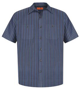 Red Kap CS20LONG Long Size, Short Sleeve Striped Industrial Work Shirt