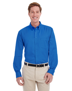 Harriton M581 Men's Foundation 100% Cotton Long-Sleeve Twill Shirt with Teflon™