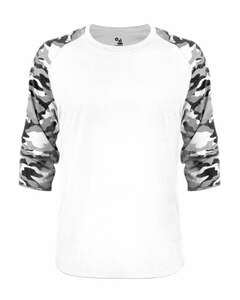 Badger Sport 4971 Vintage Camo Tri Blend Baseball Tee