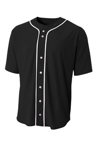 A4 N4184 Shorts Sleeve Full Button Baseball Top