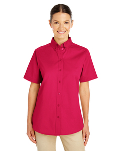 Harriton M582W Ladies' Foundation 100% Cotton Short-Sleeve Twill Shirt with Teflon™