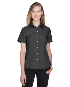 Harriton Men's Barbados Textured Camp Shirt - Short Sleeve, Wrinkle-Resistant, Black - View #3