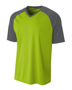 A4 NB3373 Youth Polyester V-Neck Strike Jersey with Contrast Sleeves