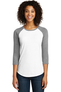 District DT6211 Women's Fitted Very Important Tee ® 3/4-Sleeve Raglan