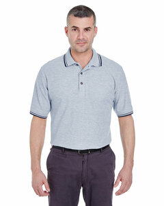 UltraClub 8545 Men's Short-Sleeve Whisper Piqué Polo with Tipped Collar and Cuffs