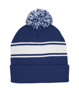 Mega Cap 5076MC Striped Pom Beanie