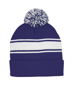 Mega Cap 5076MC Striped Pom Beanie