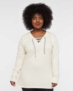 LAT LA3538 Women's Fine Jersey Lace-Up Long Sleeve T-Shirt