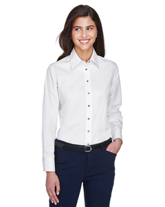 Harriton M500W Ladies' Easy Blend™ Long-Sleeve Twill Shirt with Stain-Release