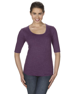 Anvil 6756L Ladies Tri-Blend Deep Scoop Neck 1/2-Sleeve Tee