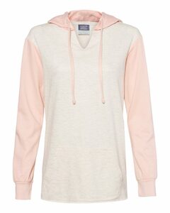MV Sport W20145 Women’s French Terry Hooded Pullover with Colorblocked Sleeves