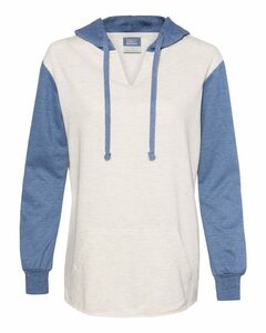 MV Sport W20145 Women’s French Terry Hooded Pullover with Colorblocked Sleeves