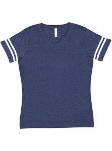 LAT 3537 Women's Football V-Neck Fine Jersey Tee