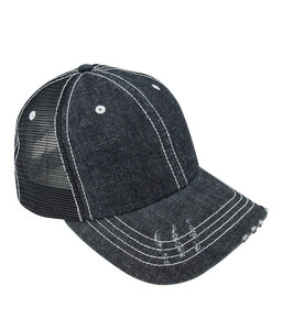 Mega Cap MC6990B Washed Denim Trucker Cap
