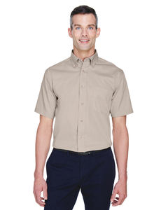 Harriton M500S Men's Easy Blend™ Short-Sleeve Twill Shirt with Stain-Release