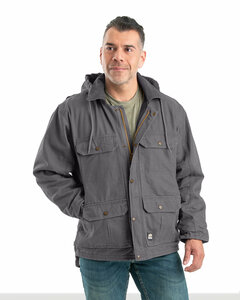 Berne JC613 Men's Heartland Washed Duck Zip-Off Hooded Coat