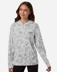 HUK H6130037 Women's Coldfront+ KC Print Hooded Sweatshirt