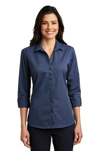Port Authority LW643 Ladies 3/4-Sleeve Micro Tattersall Easy Care Shirt