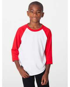 American Apparel BB253W Youth Poly-Cotton 3/4-Sleeve T-Shirt