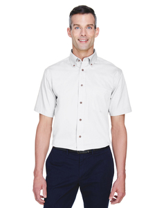 Harriton M500S Men's Easy Blend™ Short-Sleeve Twill Shirt with Stain-Release